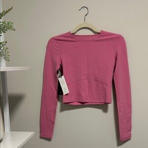 Aritzia Pink Long Sleeve Crop Top